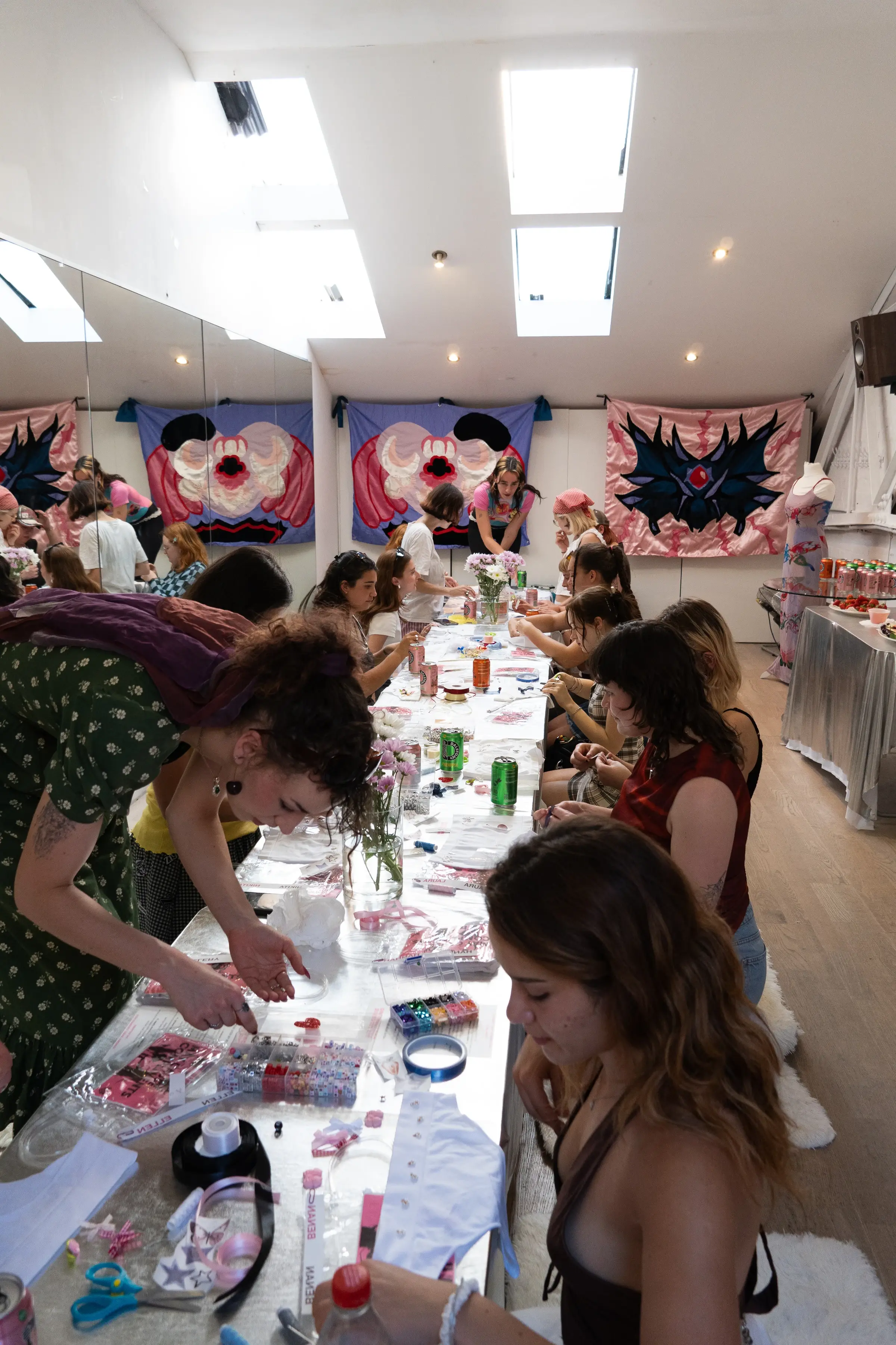 Craft workshop tables set up in Studio 28