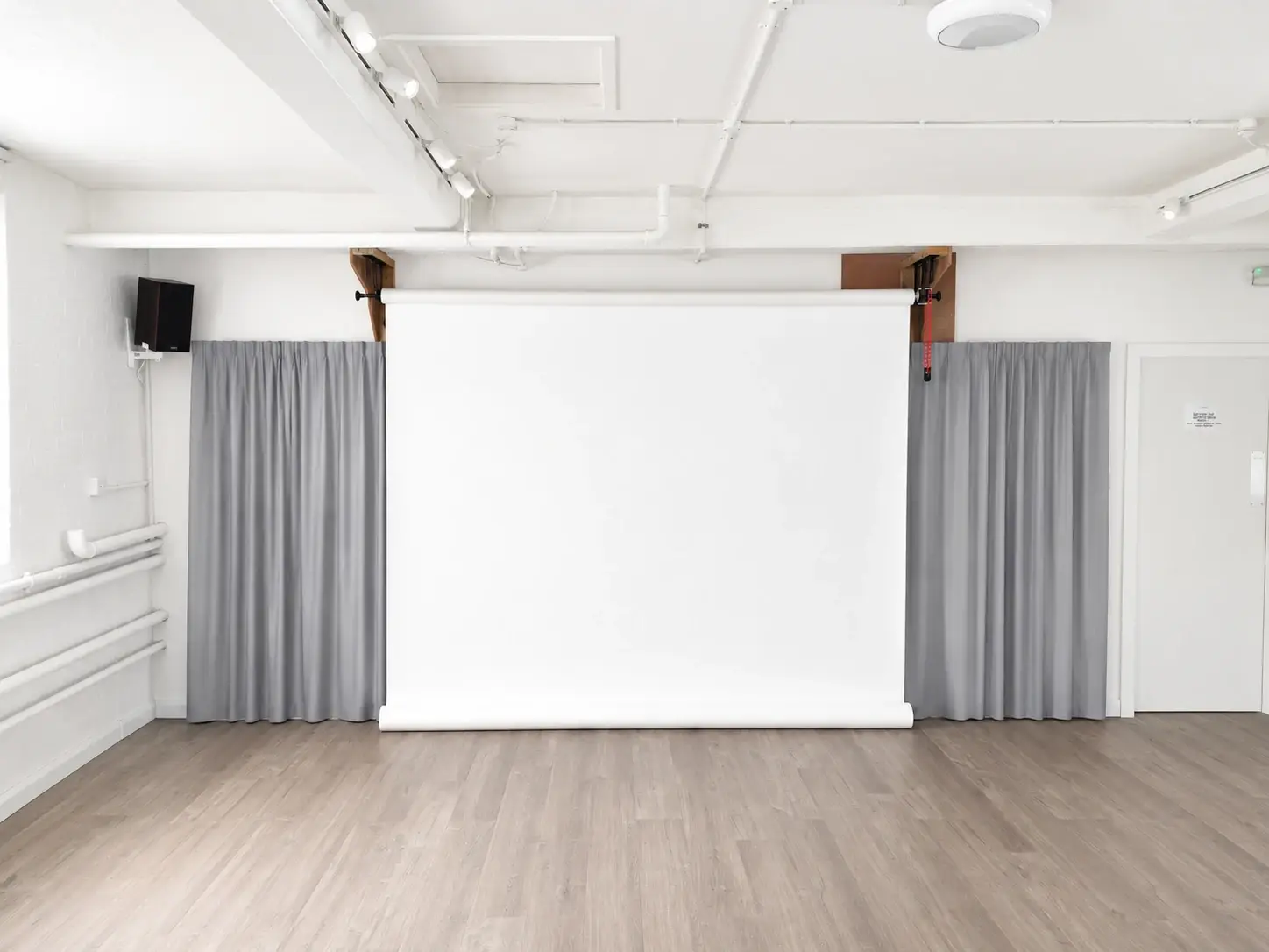 Photographic backdrop and mirror curtain set up for a shoot in Studio 49